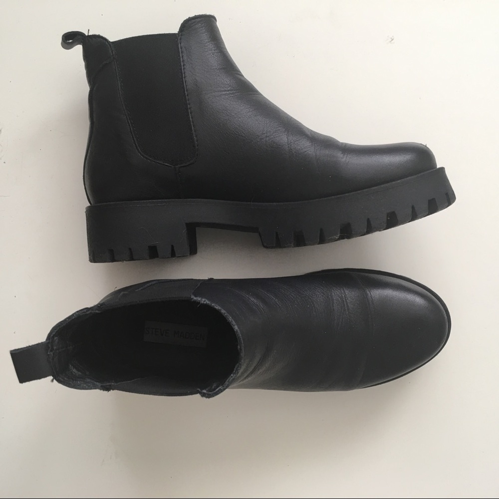 Steve Madden Leather Chunky Platform Chelsea Boots